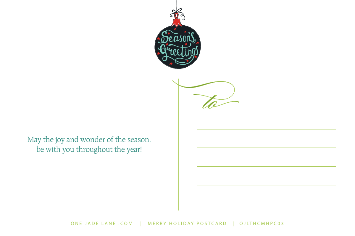 Address side of the ornament postcard