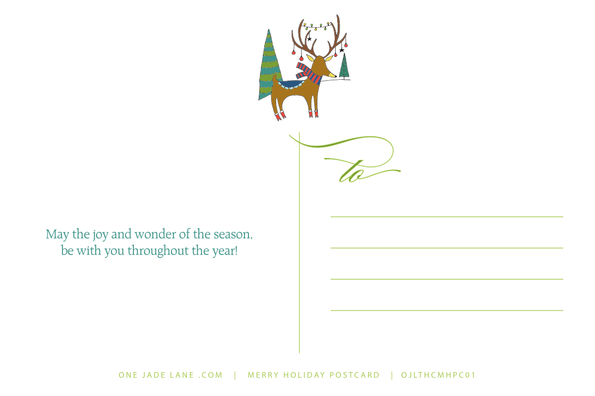 Address side of the reindeer postcard