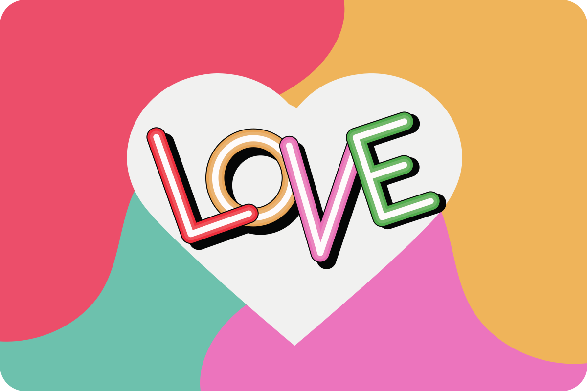 Love postcard with a white heart