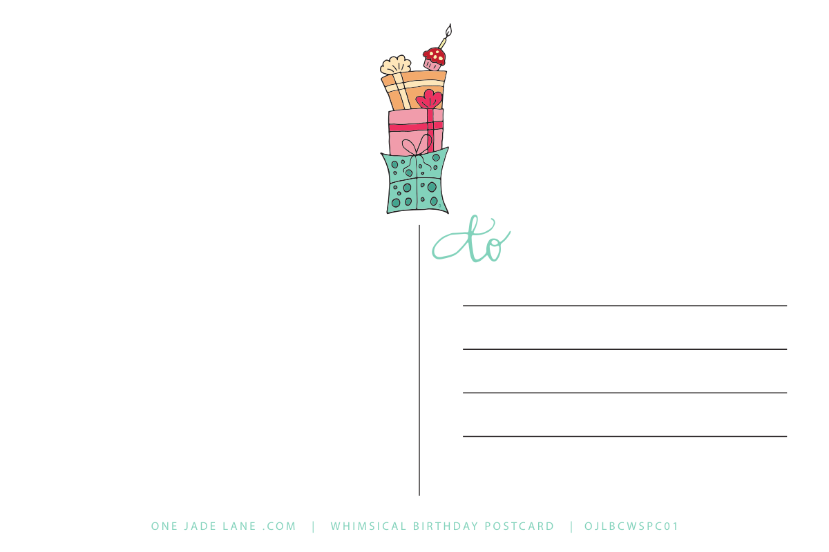 Address side of the gift stack birthday postcard